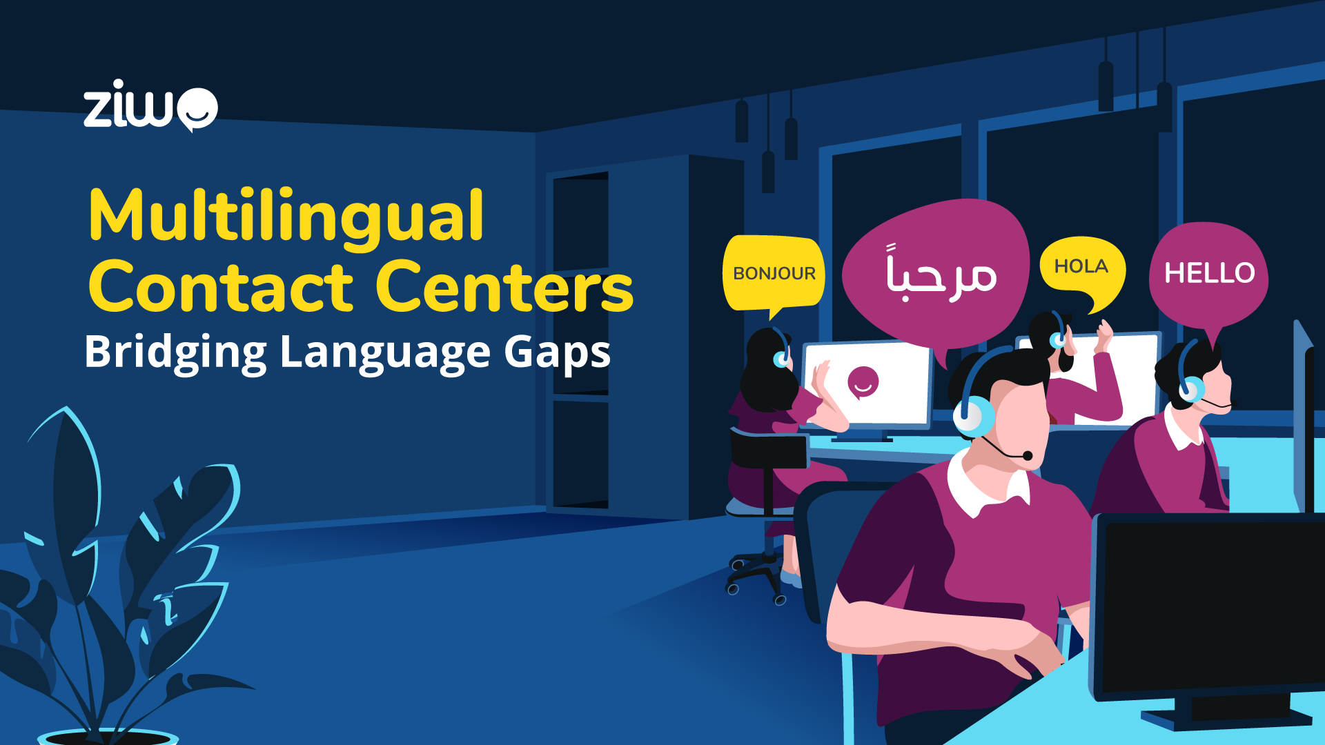 Multilingual contact centers connecting people across language barriers.